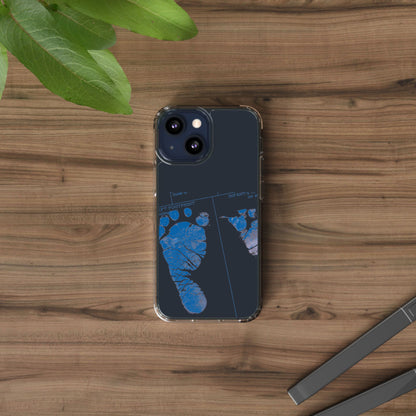 Clear Phone Case – Mom’s Little Blue Footprints