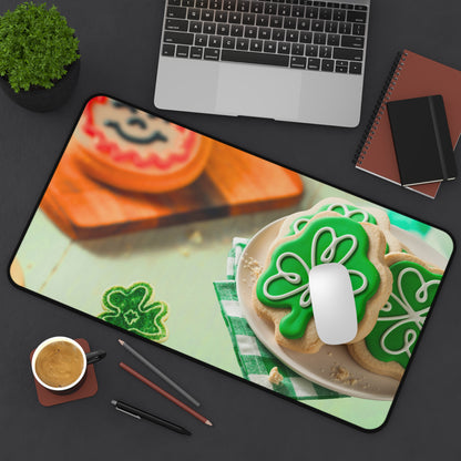 Neoprene Desk Mat – Shamrock Cookie St. Patrick’s Day Design