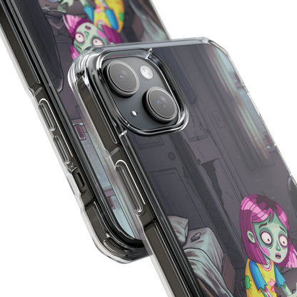 Zombie Girl Clear Magnetic Phone Case — Cute Spooky Cartoon iPhone Cover