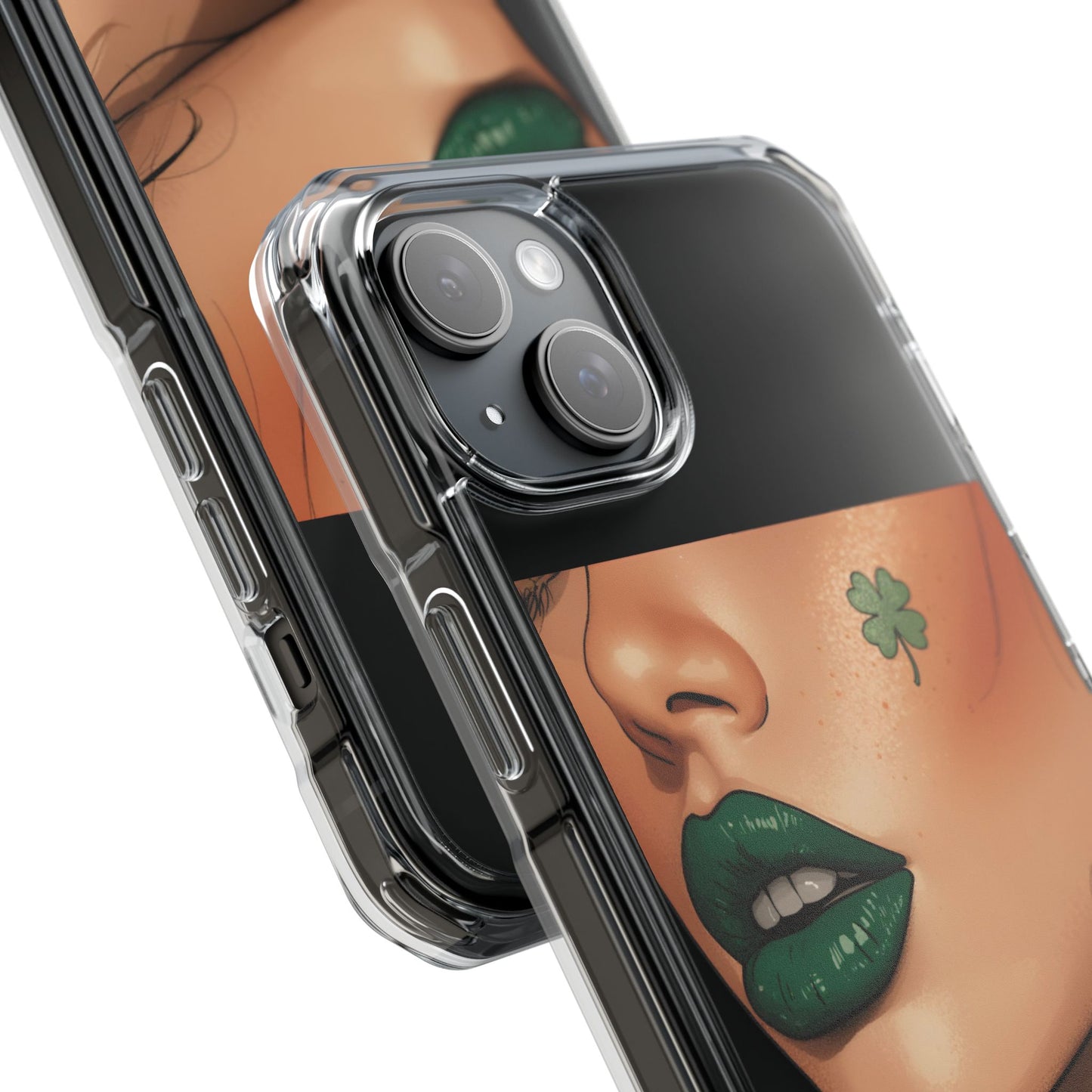 Clear Magnetic Phone Case – Slim Protection with “Kiss Me I’m Irish” Print