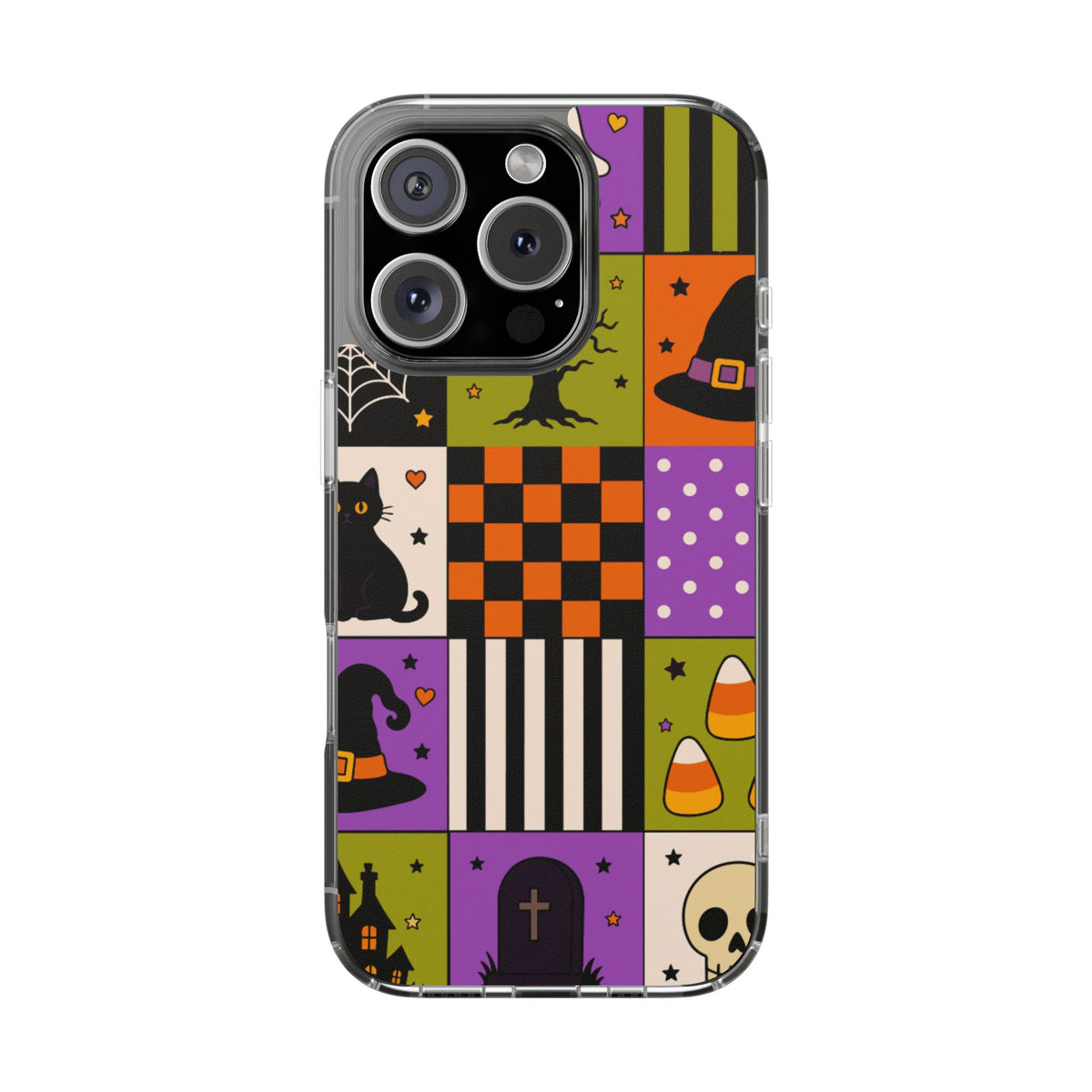 Clear Magnetic Phone Case – Spooky Patchwork