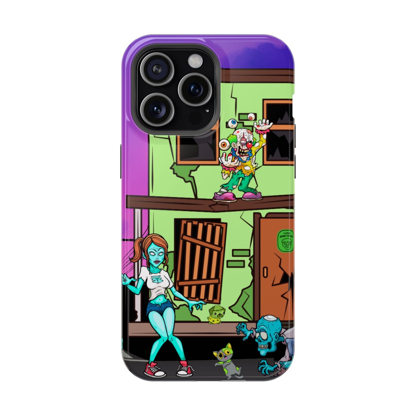 Zombie Arcade Phone Case — Colorful Cartoon Horror Impact-Resistant iPhone Cover