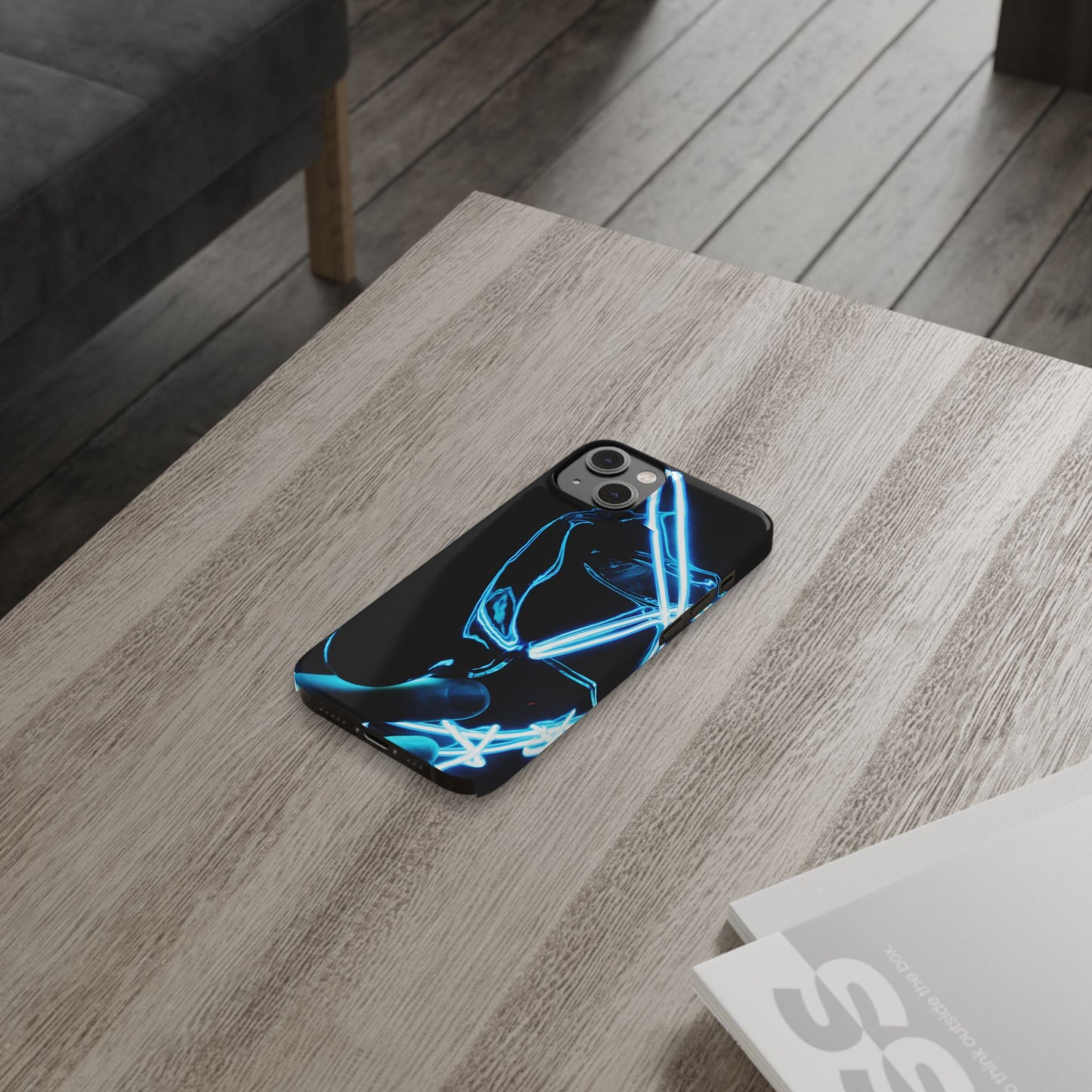 Neon Boba Slim Phone Case – Blue LED Tea Art