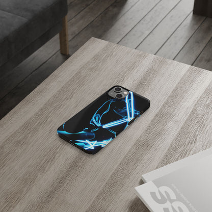 Neon Boba Slim Phone Case – Blue LED Tea Art