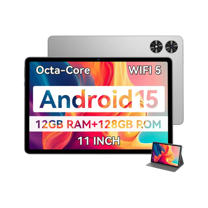 11" Android Tablet - 12GB RAM, 128GB Storage, 8000mAh Battery, Android 15