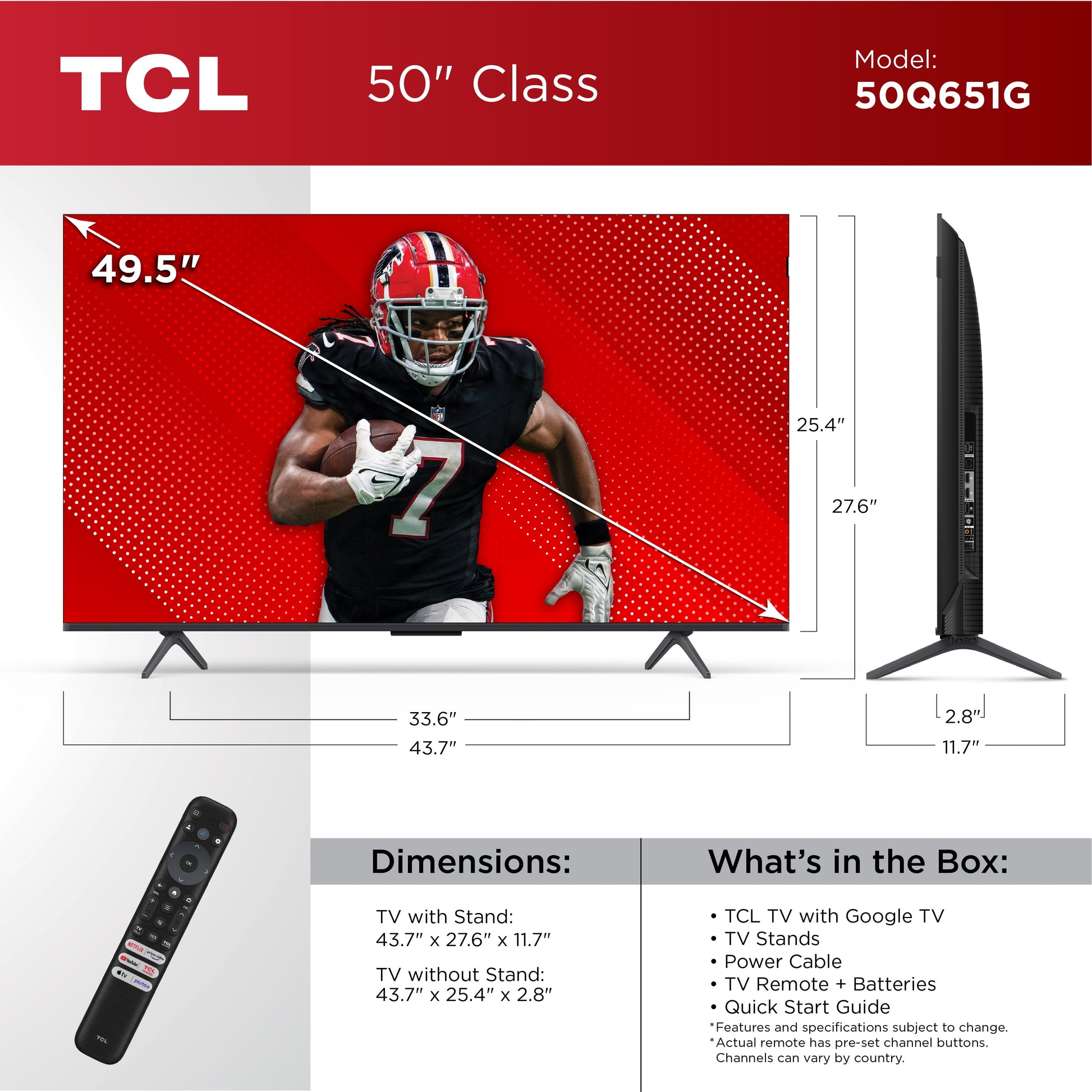 50” Class Q6 (50Q651G) 4K UHD HDR QLED Smart TV with Google TV (NEW 2024)