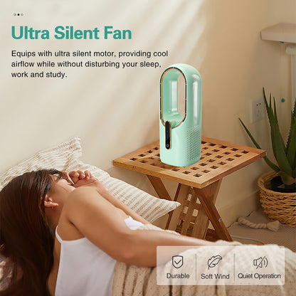 Bladeless Desk Fan, 11.8 Inch Portable Small Fan Quiet Table Fan Rechargeable..