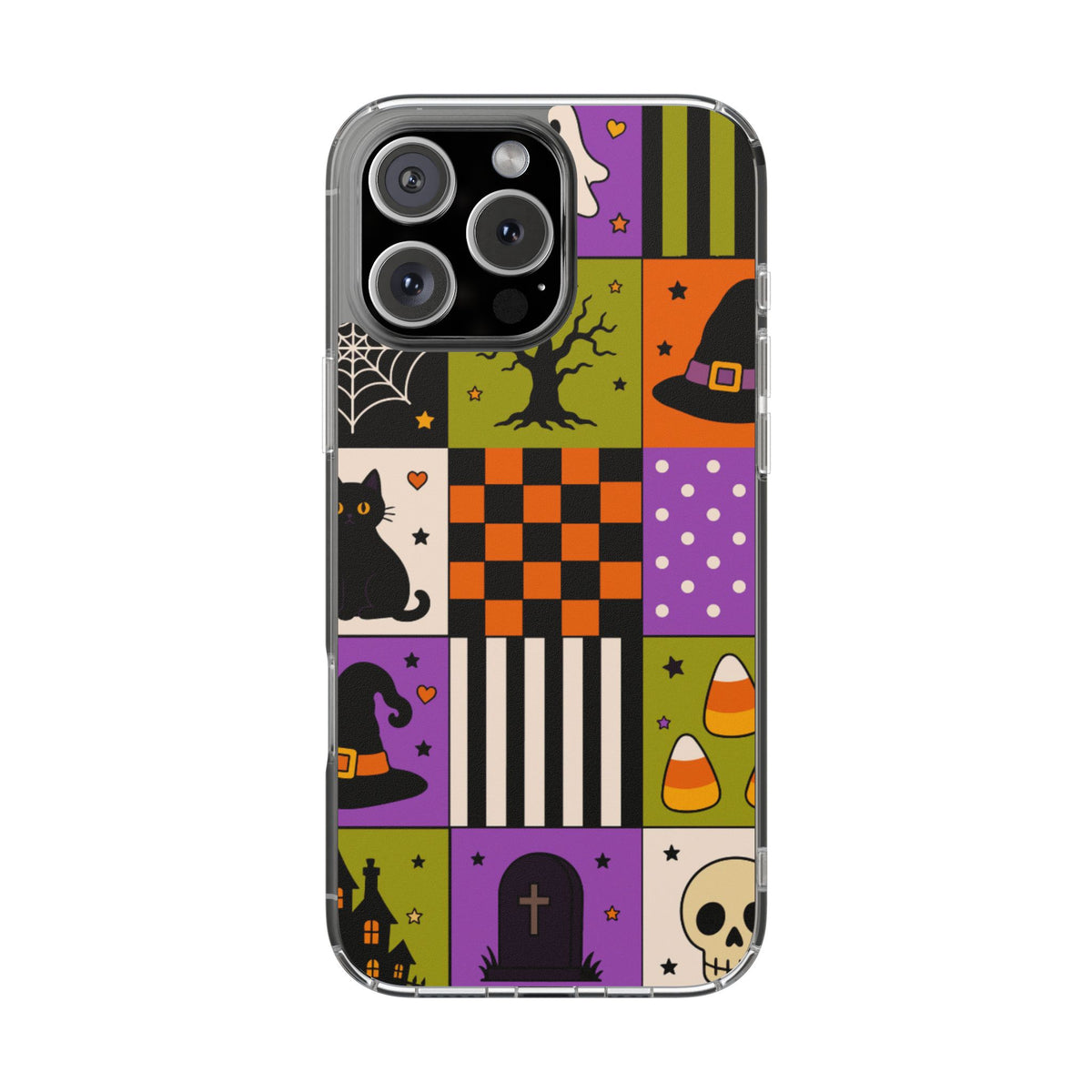 Clear Phone Case – Spooky Patchwork
