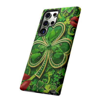Tough Phone Case – Dual-Layer Protection with Shamrock Print