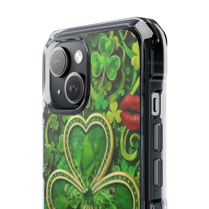 Clear Magnetic Phone Case – Shamrock Kiss St. Patrick’s Day Print
