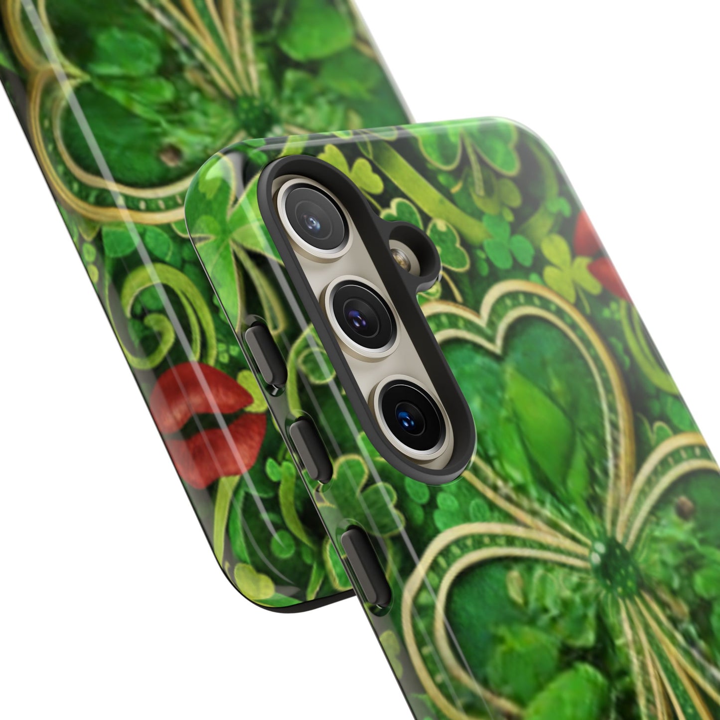 Tough Phone Case – Dual-Layer Protection with Shamrock Print