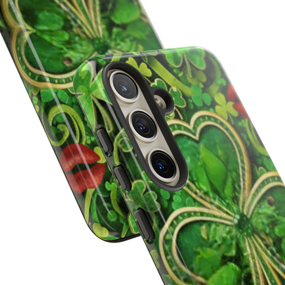 Tough Phone Case – Dual-Layer Protection with Shamrock Print