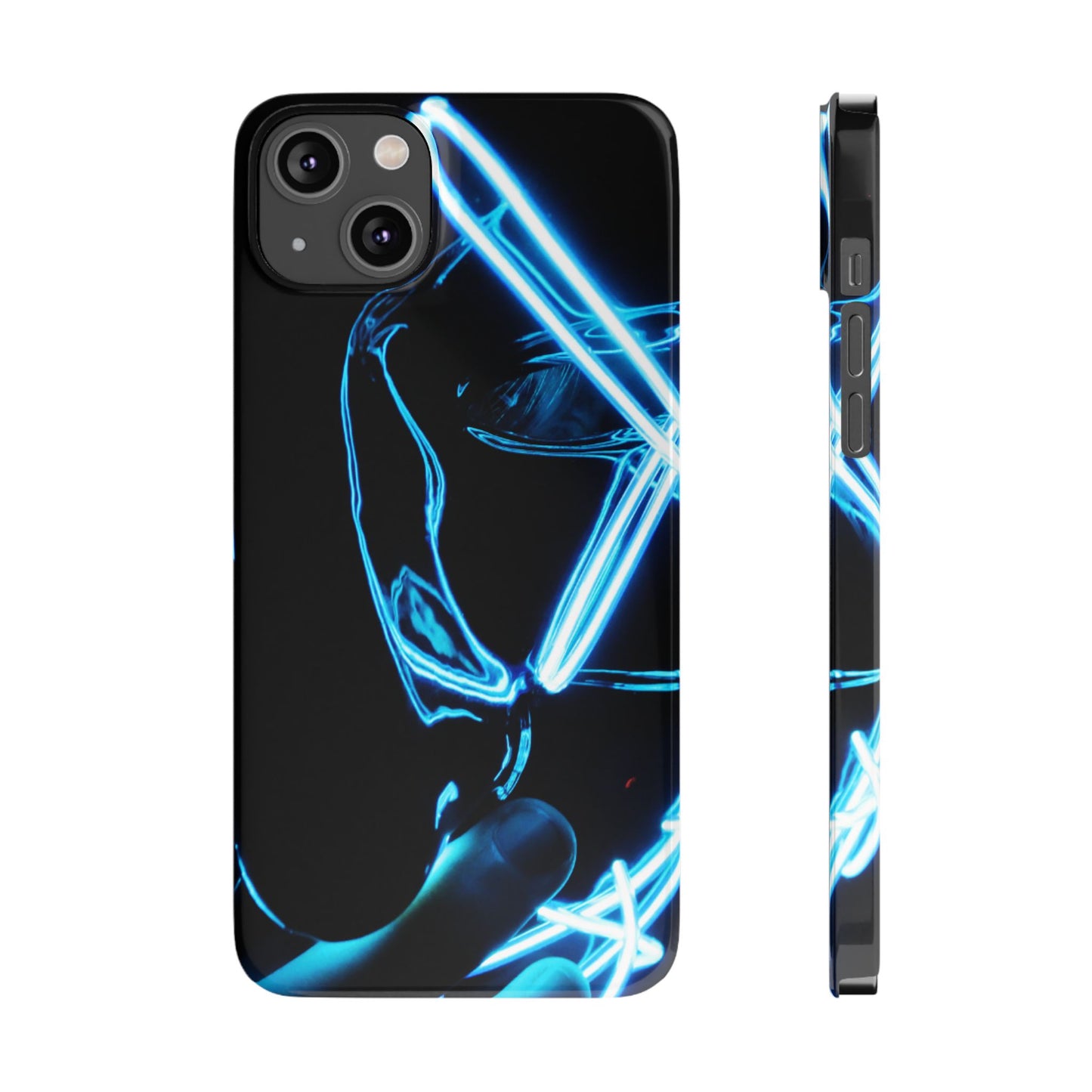 Neon Boba Slim Phone Case – Blue LED Tea Art