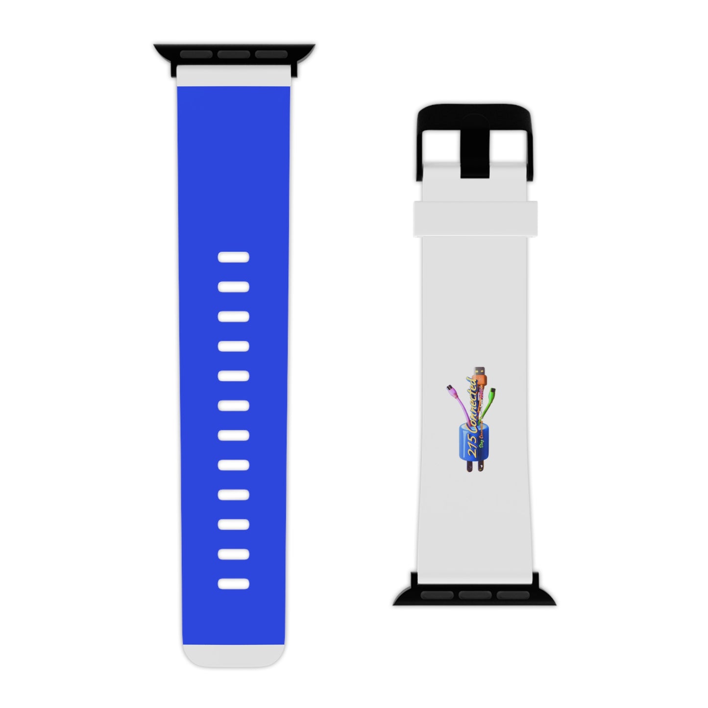 Watch Band – 215 Connected Plug Charm Blue and White Design