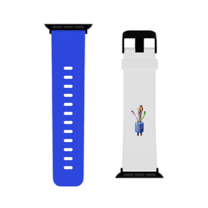 Watch Band – 215 Connected Plug Charm Blue and White Design