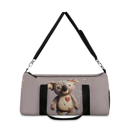 Cute Distressed Teddy Duffel Bag – Plush Heart Travel Gym Bag