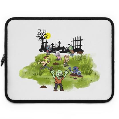 Zombie Cartoon Laptop Sleeve — Cute Spooky Graveyard Design