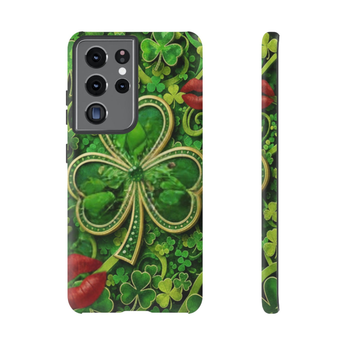 Tough Phone Case – Dual-Layer Protection with Shamrock Print
