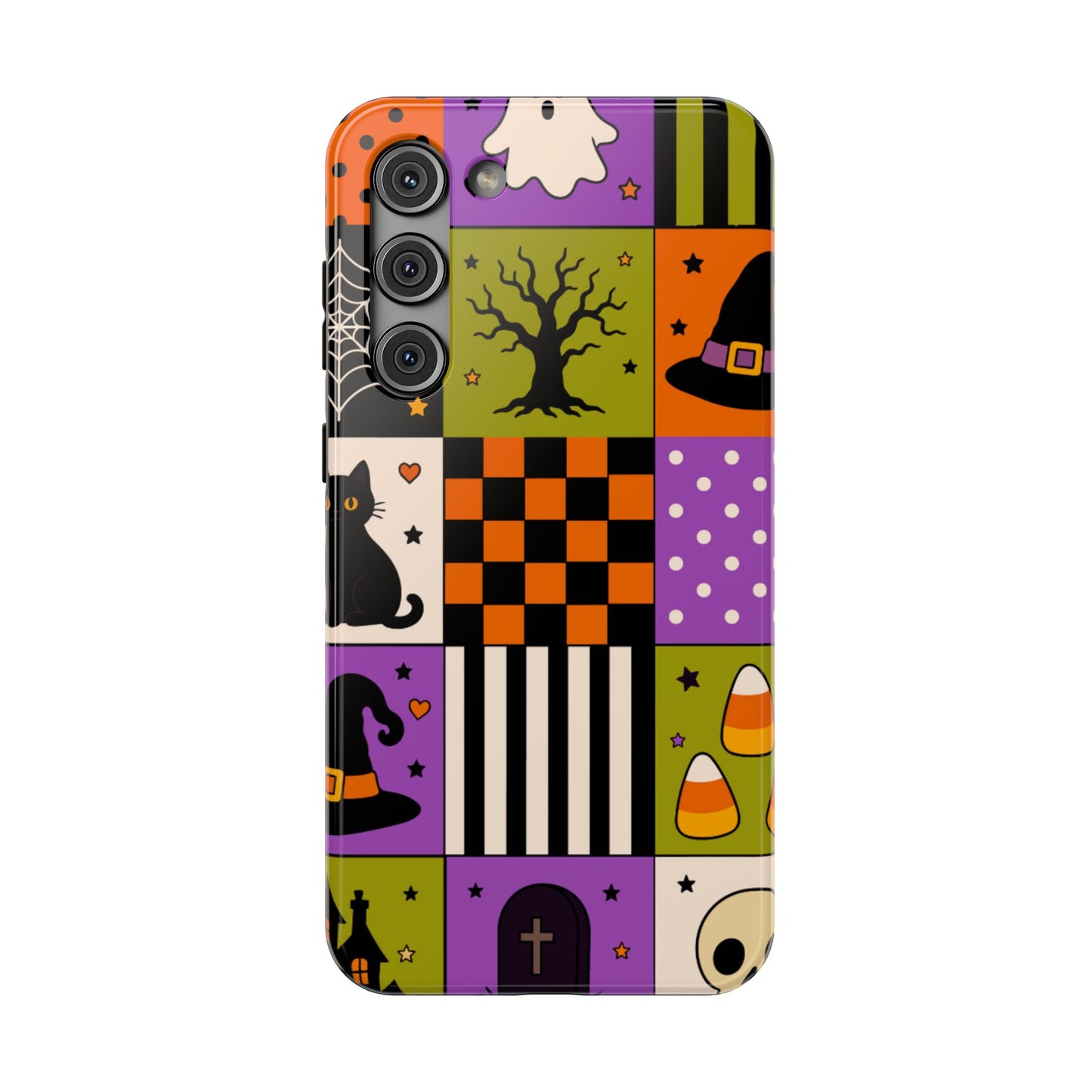 Impact-Resistant Phone Case – Spooky Patchwork