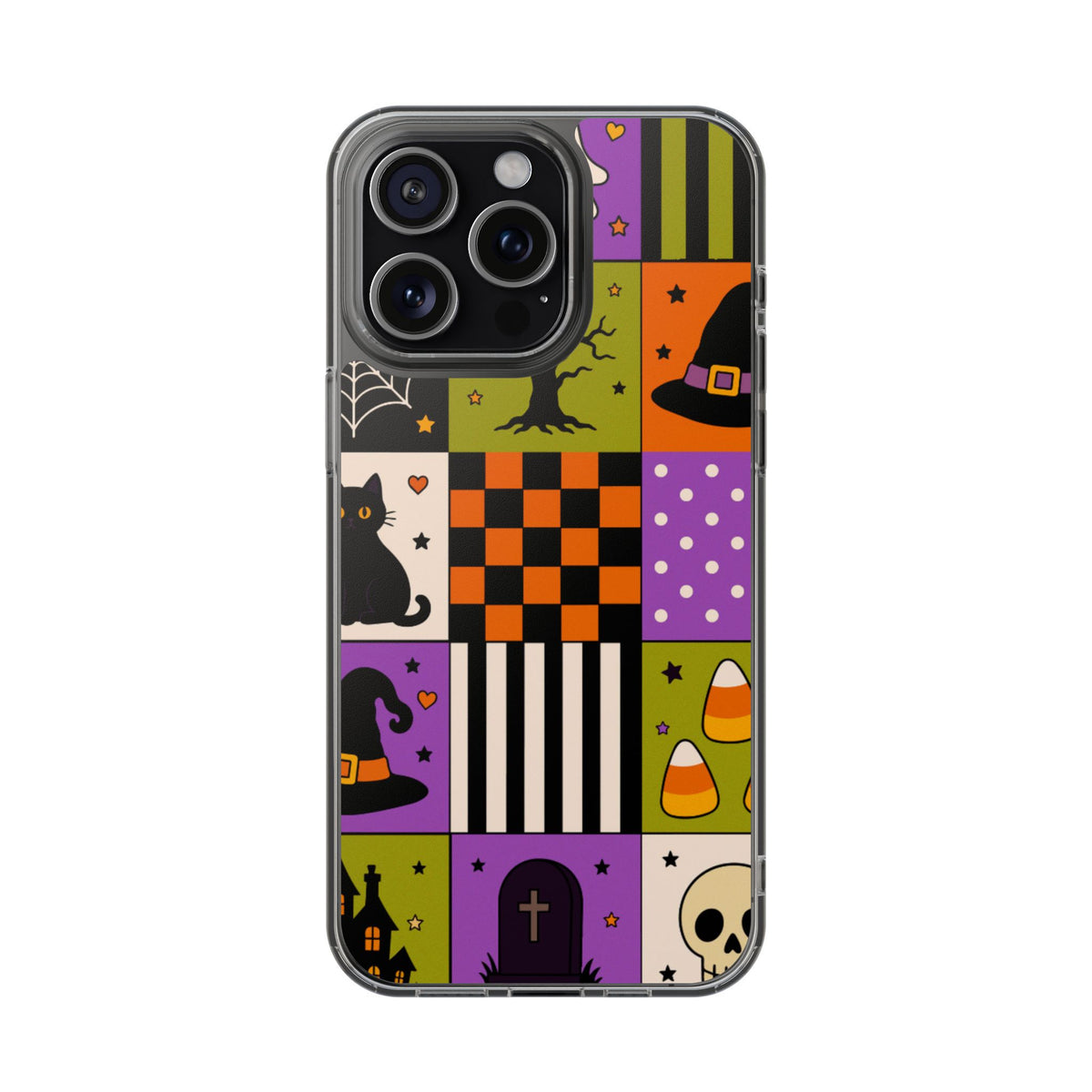 Clear Phone Case – Spooky Patchwork