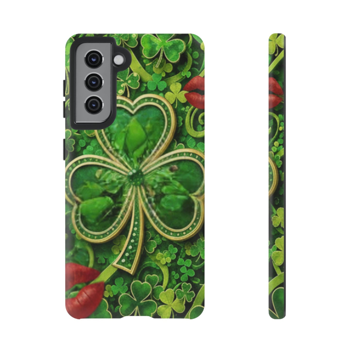 Tough Phone Case – Dual-Layer Protection with Shamrock Print