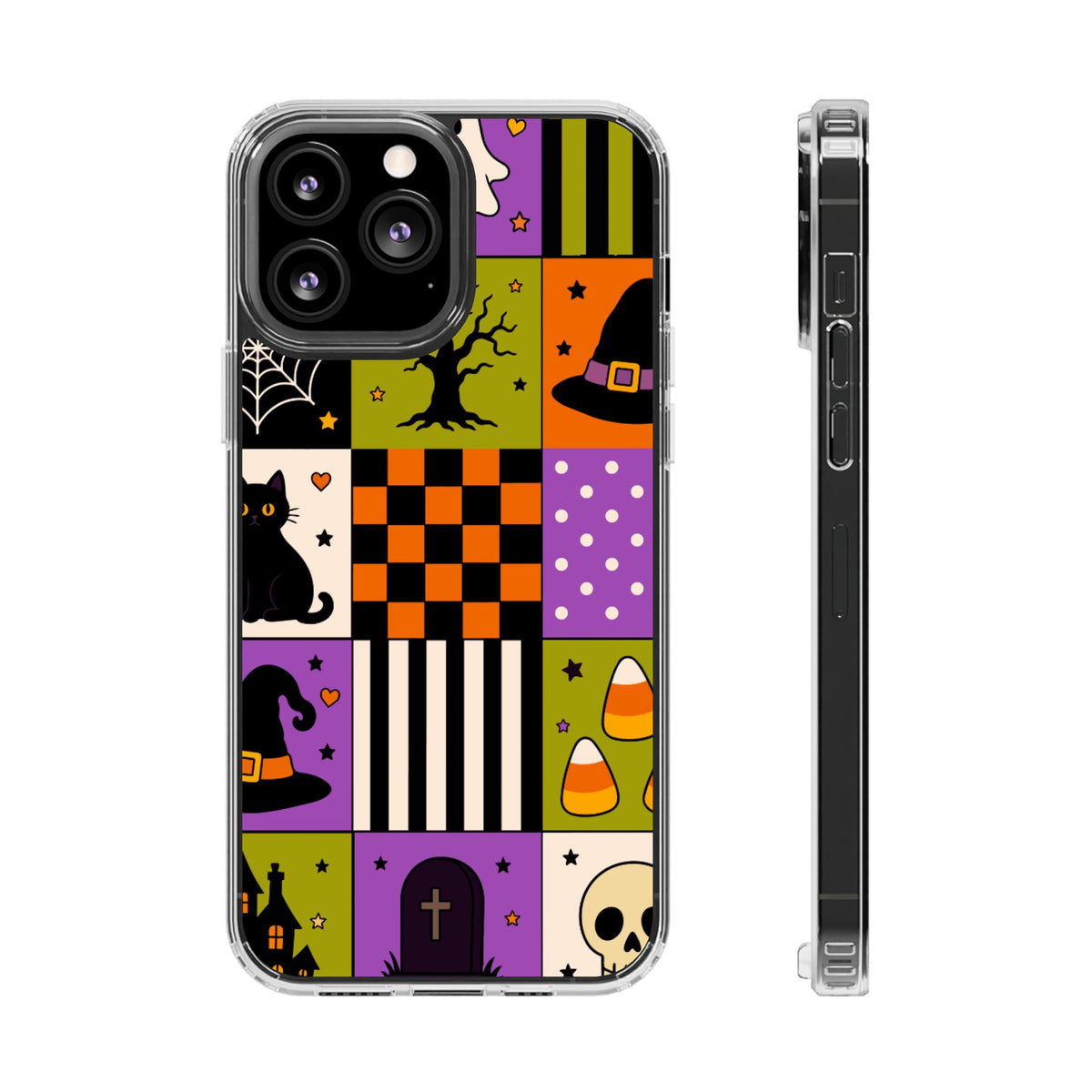 Clear Phone Case – Spooky Patchwork