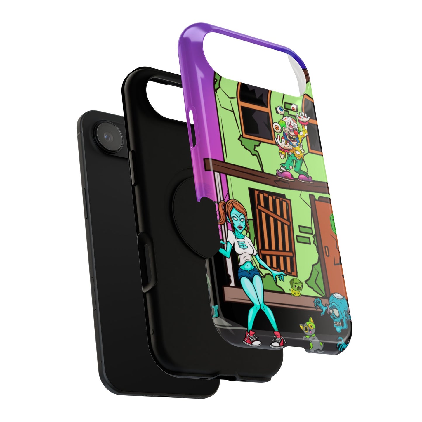 Zombie Arcade Phone Case — Colorful Cartoon Horror Impact-Resistant iPhone Cover