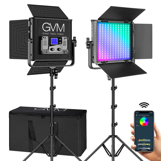 GVM 50RS RGB LED Video Light, 50W Video Lighting Kit with APP Control, 360°