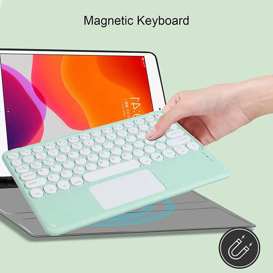 Wireless Bluetooth Keyboard with Touchpad for Ipad, Portable Mini Small Universal Rechargeable 10 Inch Ultra-Slim Wireless Keyboard for Tablet Smartphone PC Computer Laptop Windows Android Ios
