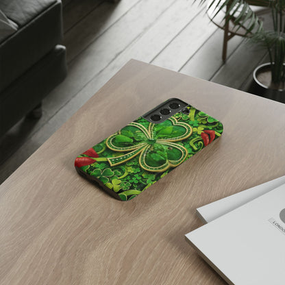 Tough Phone Case – Dual-Layer Protection with Shamrock Print