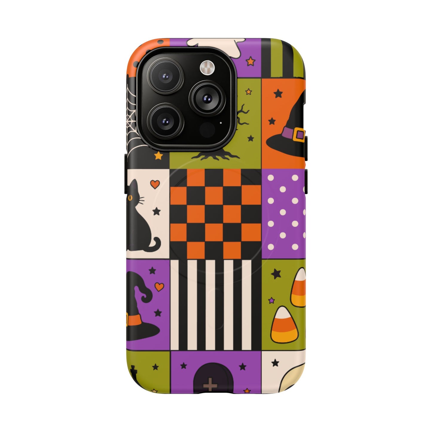 Protective Magnetic Phone Case – Spooky Patchwork