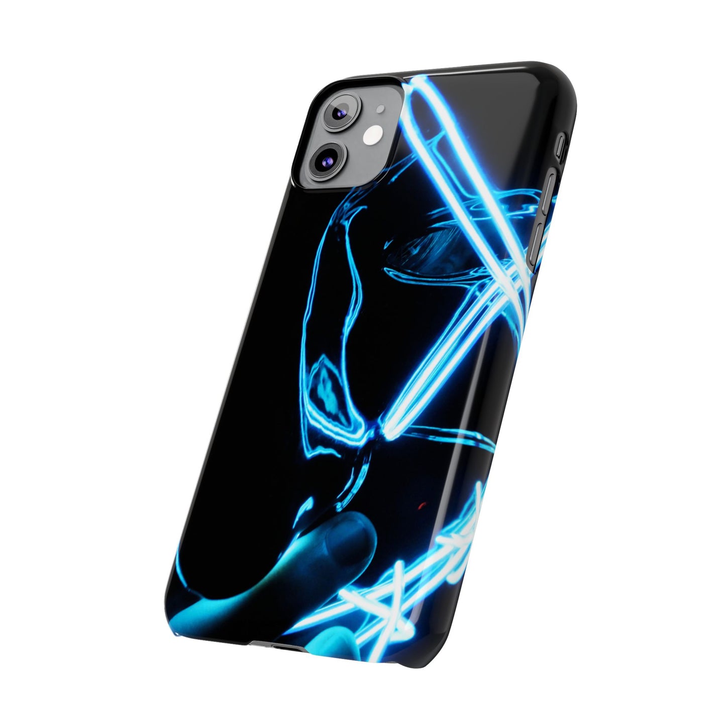 Neon Boba Slim Phone Case – Blue LED Tea Art