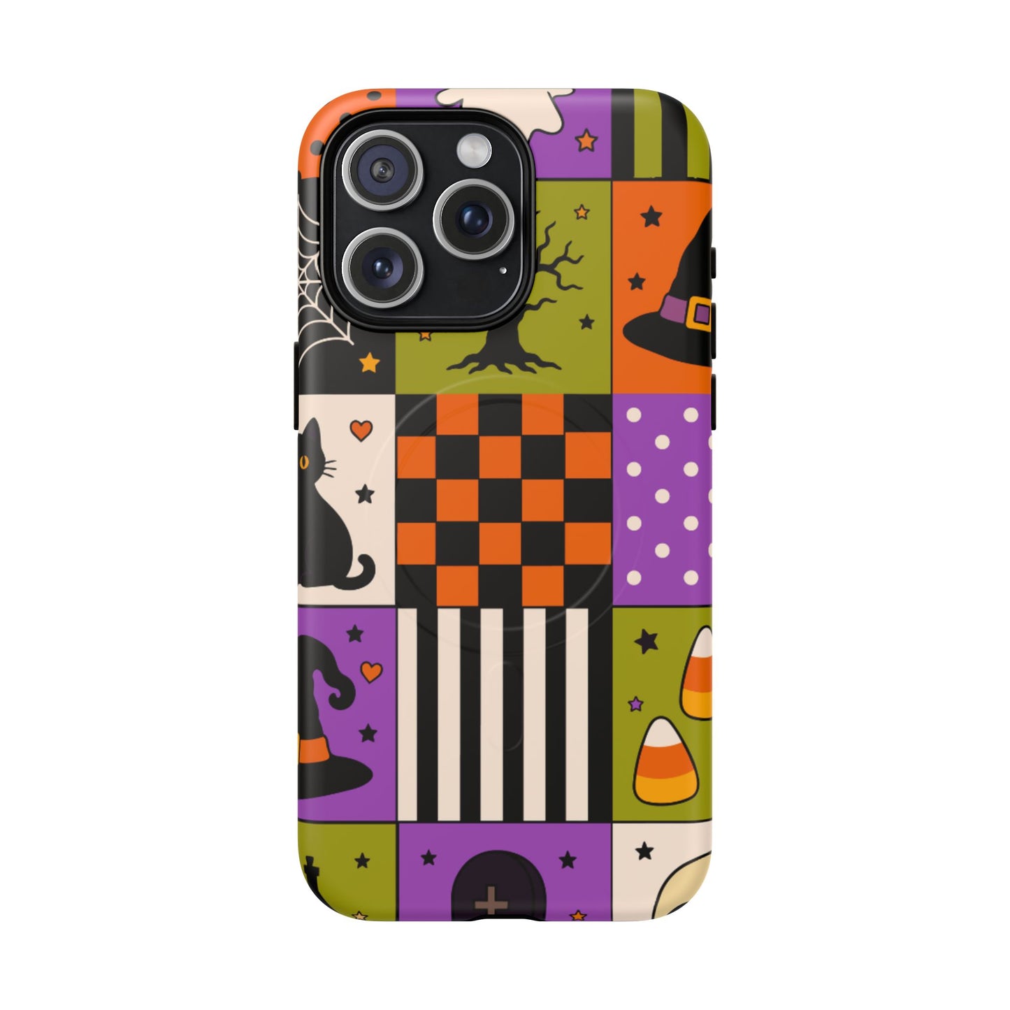 Protective Magnetic Phone Case – Spooky Patchwork