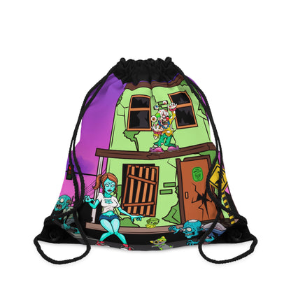 Zombie Street Art Drawstring Bag — Colorful Apocalyptic Cartoon Design
