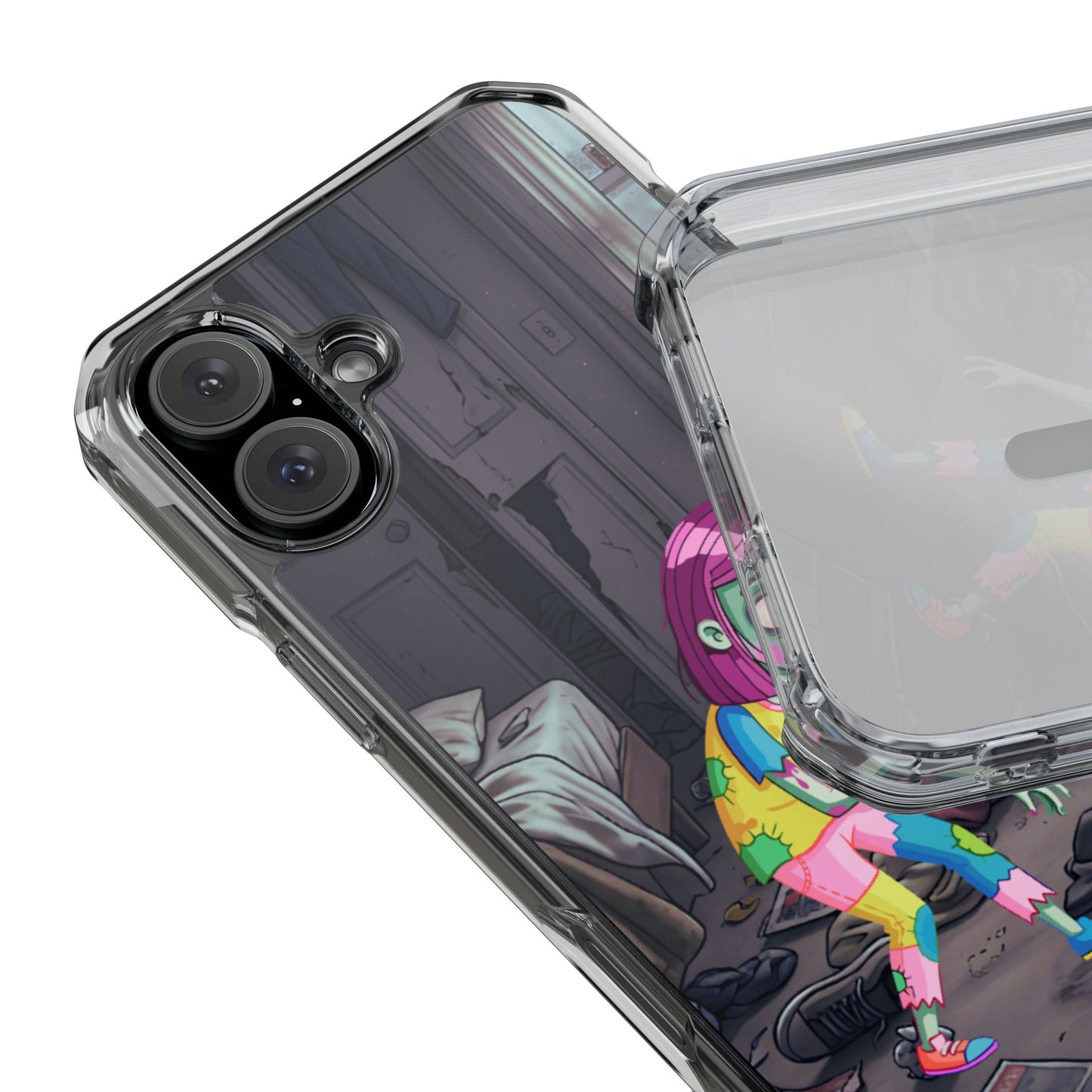 Zombie Girl Clear Magnetic Phone Case — Cute Spooky Cartoon iPhone Cover