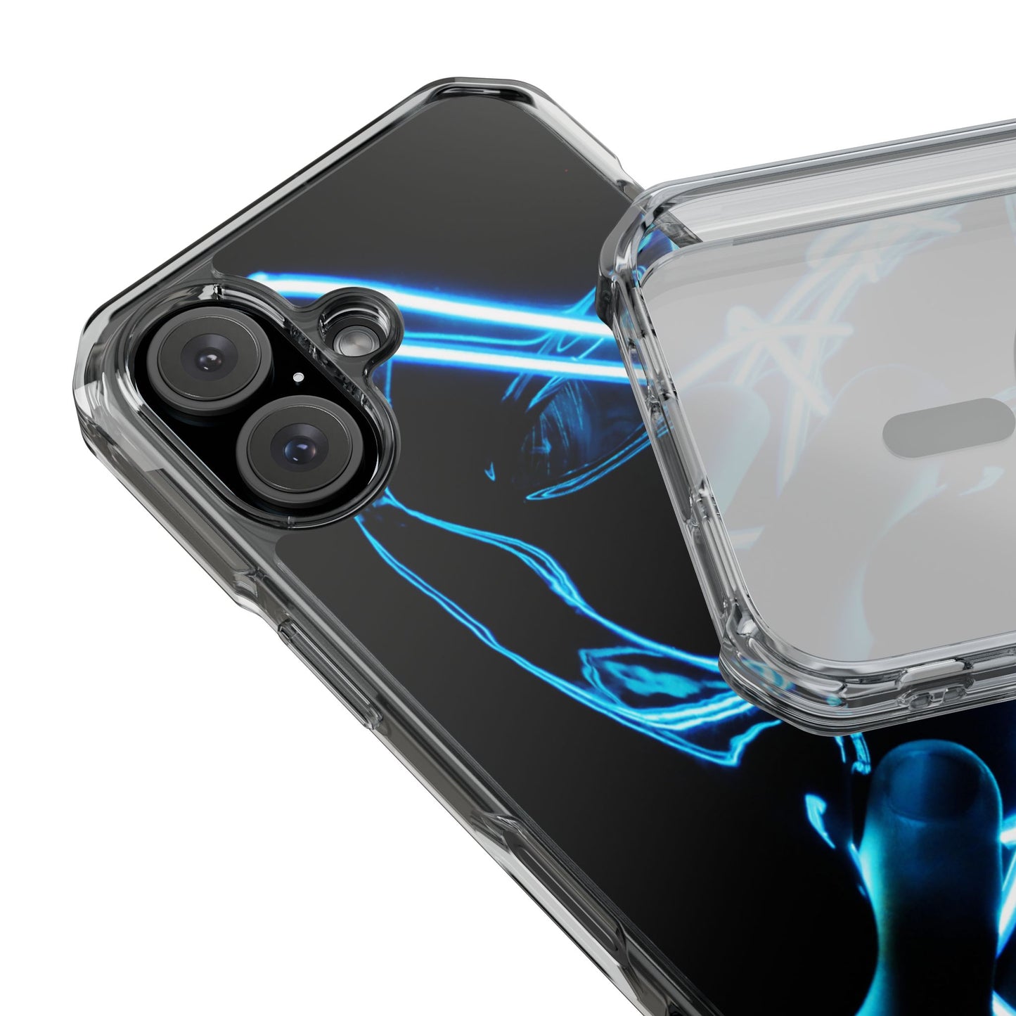 Clear Magnetic Phone Case — Blue Neon Light Design