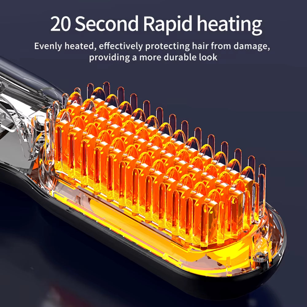 Cordless Professional Hair Straightener Hot Heating Comb Electric Brush for Hair Smoothing Iron Negative Ion Hair Styling Tool