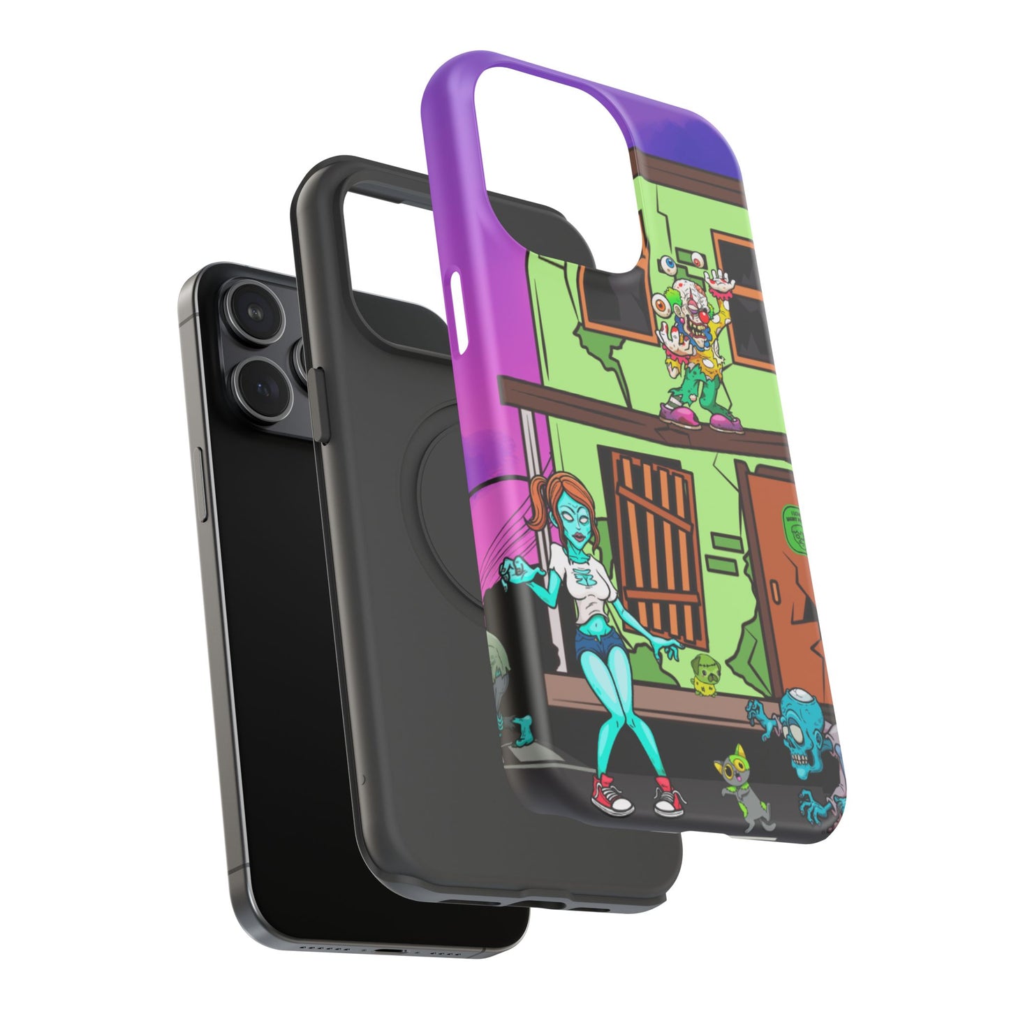Zombie Arcade Phone Case — Colorful Cartoon Horror Impact-Resistant iPhone Cover