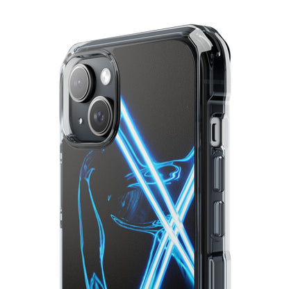 Clear Magnetic Phone Case — Blue Neon Light Design