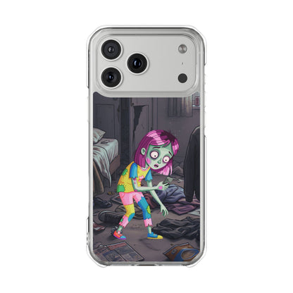 Zombie Girl Clear Magnetic Phone Case — Cute Spooky Cartoon iPhone Cover