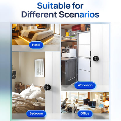 Smart Door Knob, Keyless Smart Door Lock Smart Deadbolt with App Control & Fingerprint & 2 Keys,Electronic Door Lock for Home, Apartment, Office,Black