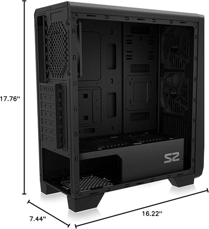 S2 ATX Mid-Tower PC Case, 3 X Pre-Installed 120Mm  Quiet Fans (Support up to 8 Fans), High Airflow Mesh Front Panel, Support Gpus up to 330Mm, USB 3.0