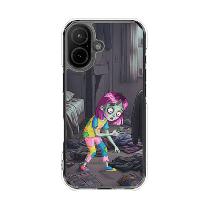 Zombie Girl Clear Magnetic Phone Case — Cute Spooky Cartoon iPhone Cover