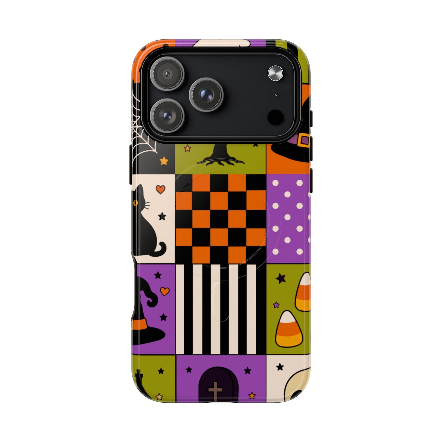 Protective Magnetic Phone Case – Spooky Patchwork