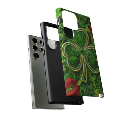 Tough Phone Case – Dual-Layer Protection with Shamrock Print