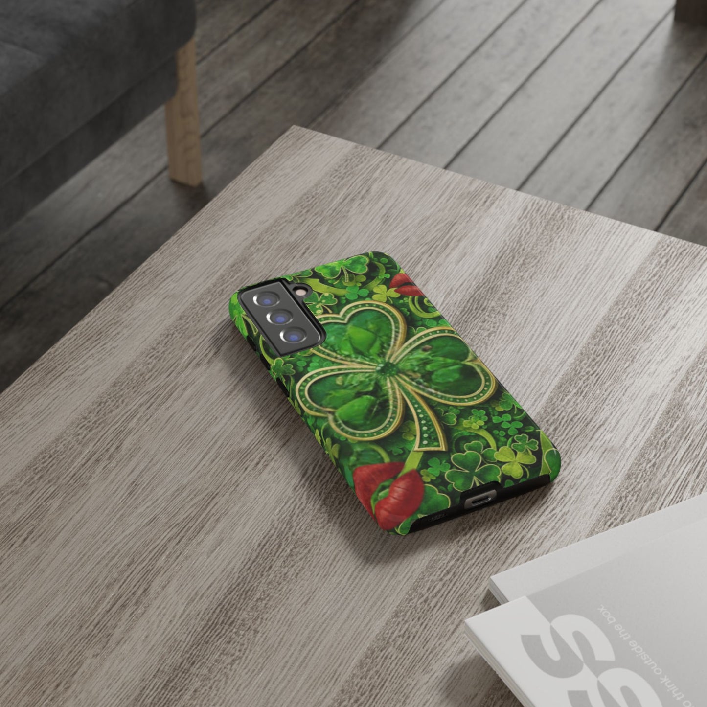 Tough Phone Case – Dual-Layer Protection with Shamrock Print