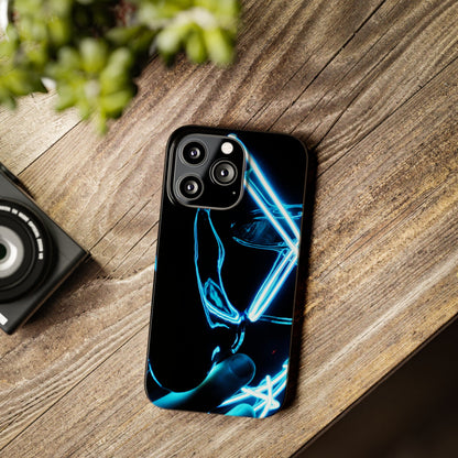 Neon Boba Slim Phone Case – Blue LED Tea Art