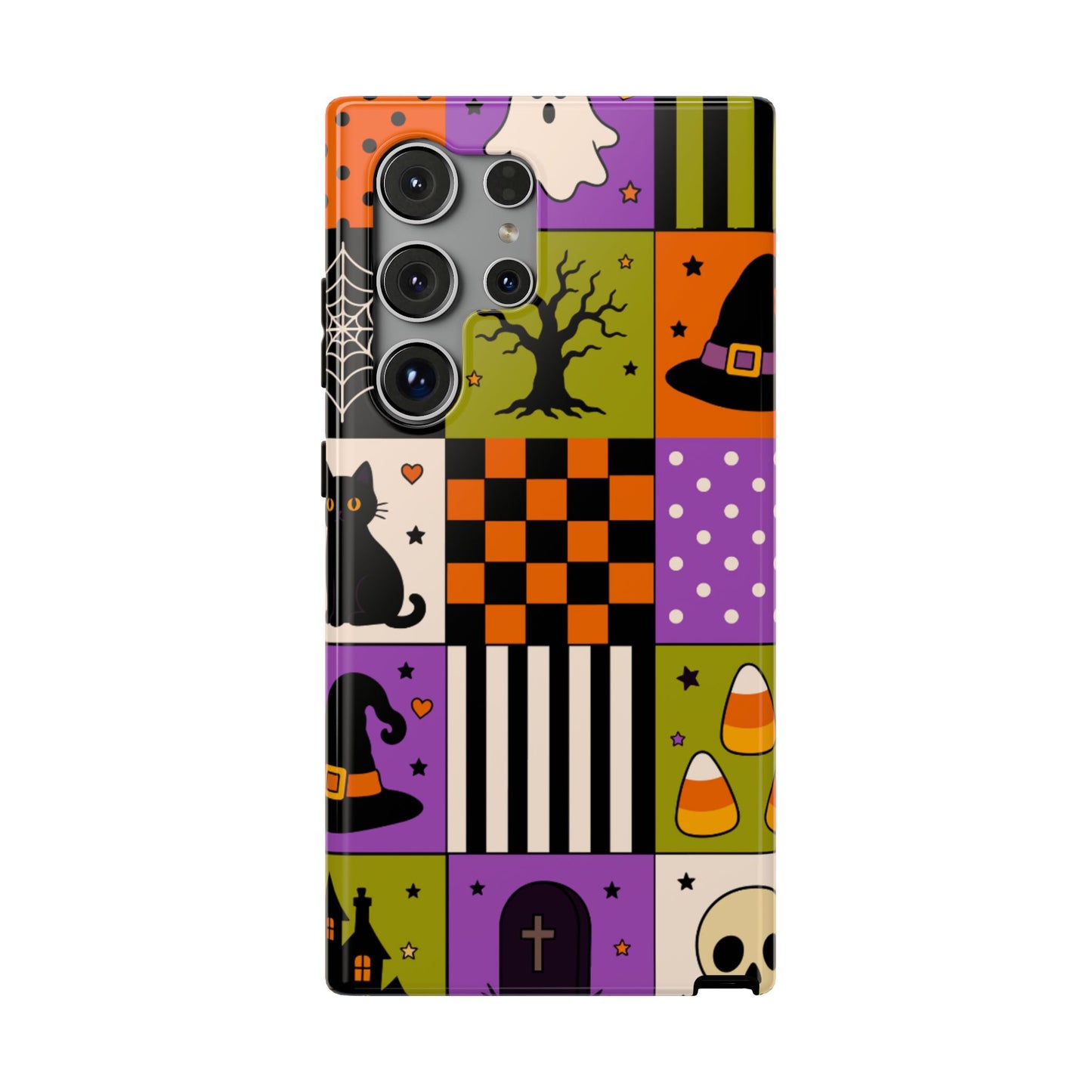 Impact-Resistant Phone Case – Spooky Patchwork