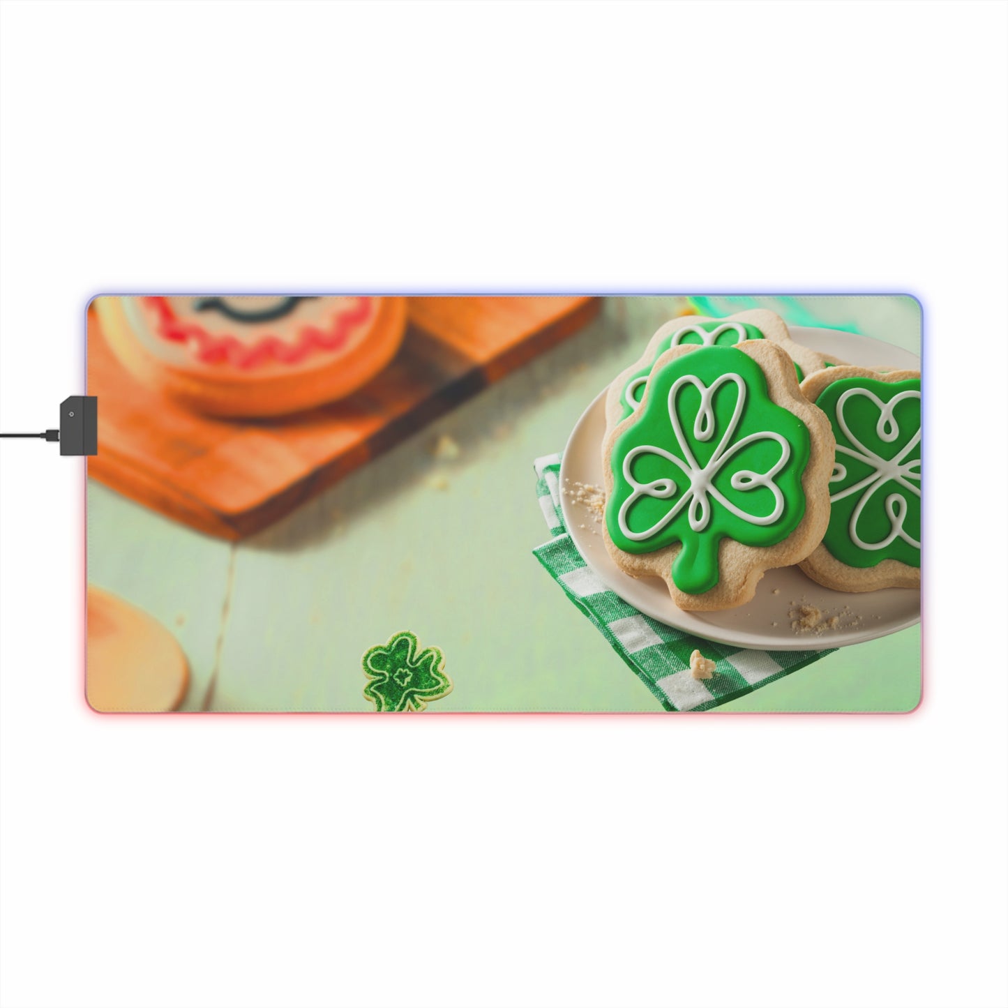 LED Desk Mat – Shamrock Cookie St. Patrick’s Day Design