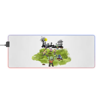 LED Gaming Mouse Pad — Cute Zombie Graveyard RGB Desk Mat